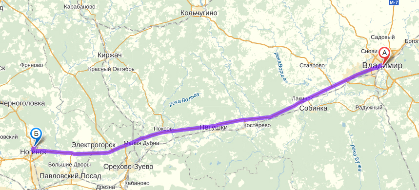 Карта проезда из Владимира